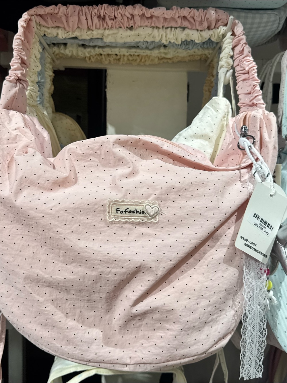 Pink Polka Dot Baby Bag - Soft Pastel Carryall